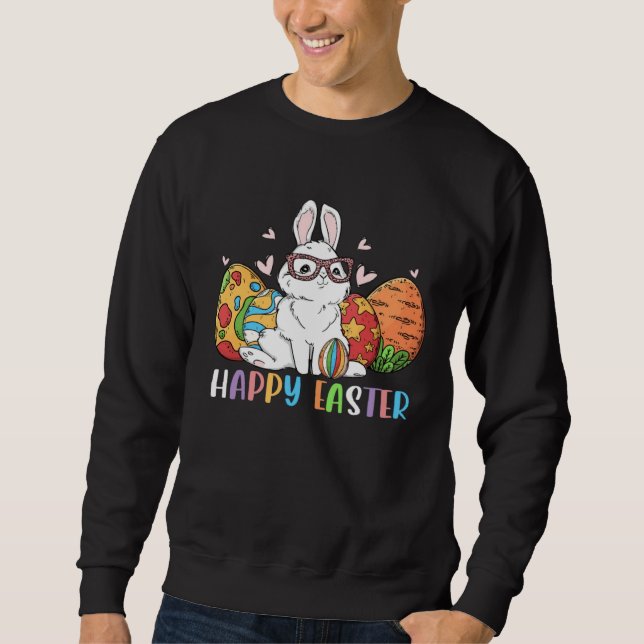 Bunny Pastel Spring Hunt Eggs Rabbit Happy Easter  Sweatshirt (Front)
