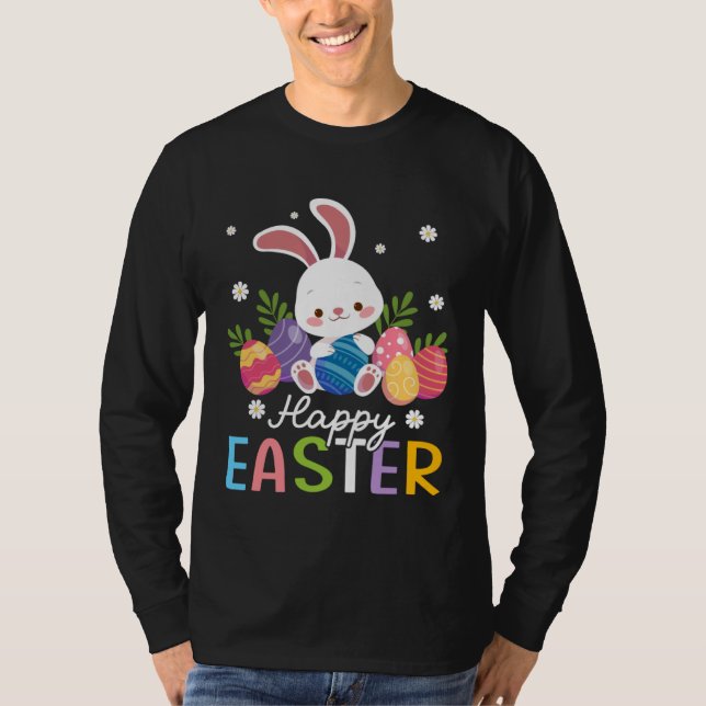 Bunny Pastel Spring Hunt Eggs Rabbit Happy Easter  T-Shirt (Front)