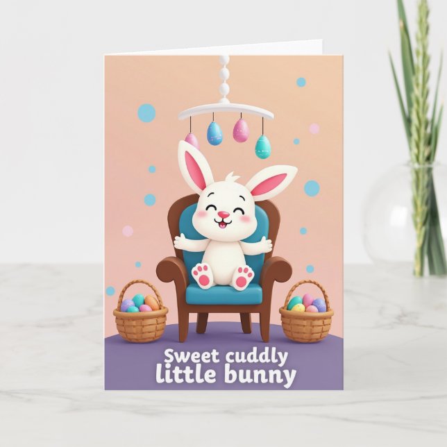 Bunny Peach Lavender Circles Card (Front)