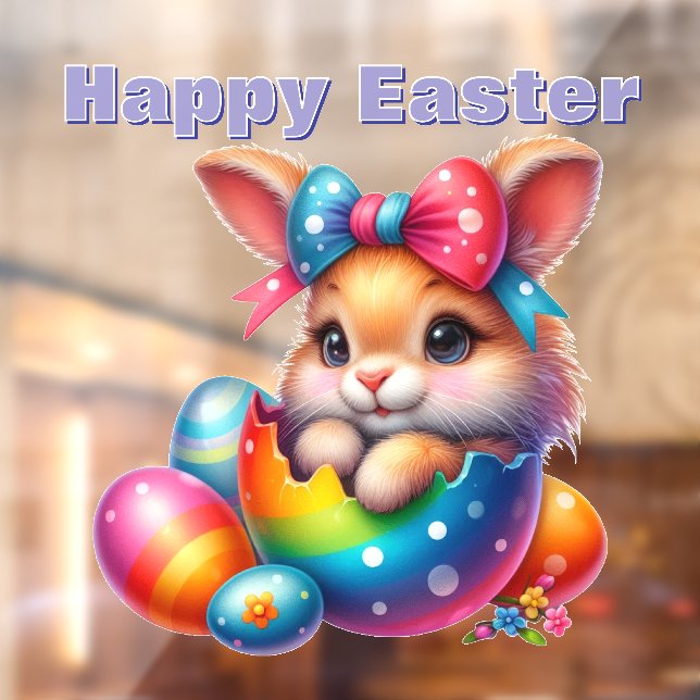 Bunny Peeking From Painted Egg Window Cling (Sheet 2)
