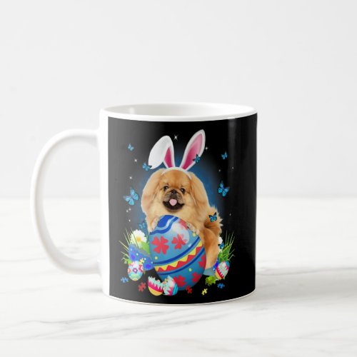 Bunny Pekingese With Egg Basket Easter Flower Hunt Coffee Mug