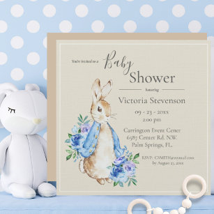 Bunny Peter Rabbit Neutral Baby Shower Invitation
