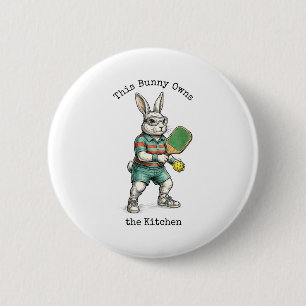Bunny pickleball player easter this bunny owns the button