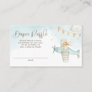 Bunny Pilot Airplane Baby Shower Diaper Raffle Enclosure Card