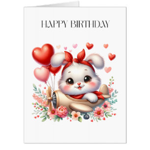 Bunny Pilot Birthday Card