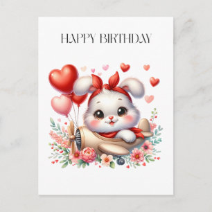 Bunny Pilot Birthday Postcard