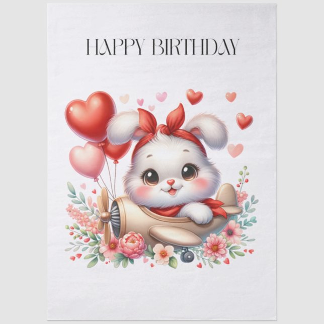 Bunny Pilot Birthday Tissue Paper (Front)