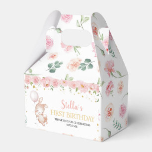 Bunny Pink Balloon Birthday Party Favor Box
