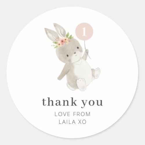 Bunny Pink Balloon Classic Round Sticker