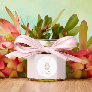 Bunny, Pink Bow, Pink Polka Dots, First Birthday Honey Jar Favors