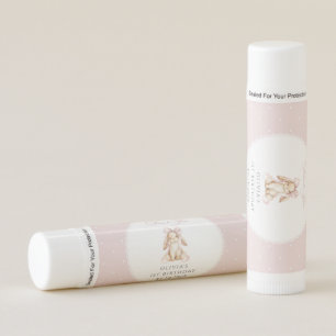 Bunny, Pink Bow, Pink Polka Dots, First Birthday Lip Balm