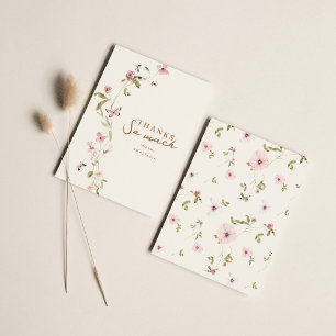 Bunny Pink Floral Baby Shower Thank You Card