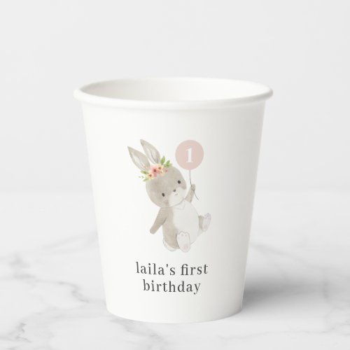 Bunny Pink Floral Paper Cups