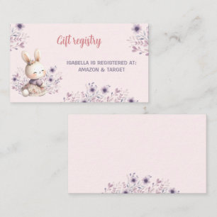 Bunny Pink Purple Baby Shower Gift Registry Card