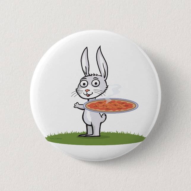 Bunny Pizza Pinback Button (Front)