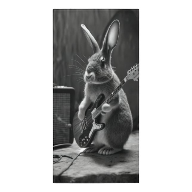 Bunny Playing a Guitar Door Sign (Classic Front Vert)