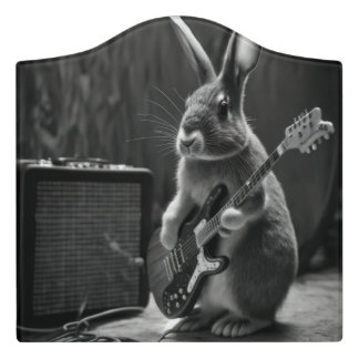 Bunny Playing a Guitar Door Sign