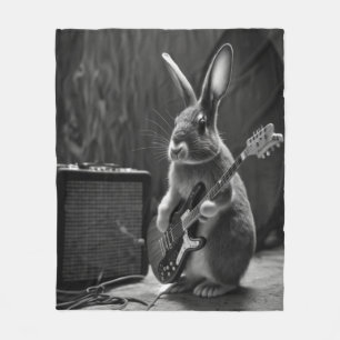 Bunny Playing a Guitar Fleece Blanket