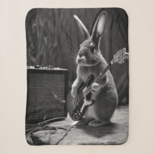 Bunny Playing a Guitar Sherpa Blanket