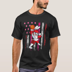 Bunny Playing Basketball Funny Basketball Easter D T-Shirt