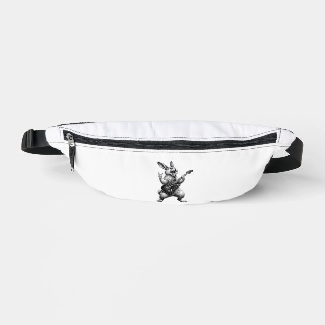 Bunny Playing Guitar Rock Star Bunny Lover Easter  Fanny Pack (Front)