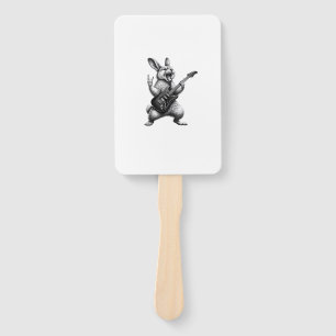 Bunny Playing Guitar Rock Star Bunny Lover Easter  Hand Fan