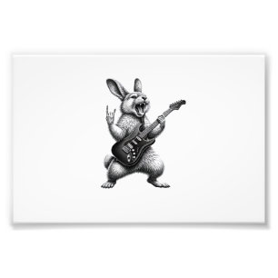 Bunny Playing Guitar Rock Star Bunny Lover Easter Photo Print