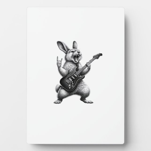 Bunny Playing Guitar Rock Star Bunny Lover Easter  Plaque (Front)