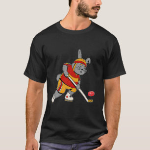 Bunny Playing Ice Hockey Easter Rabbit Bunny Men W T-Shirt