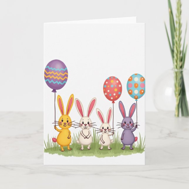 Bunny Polka Dot Balloon Card (Front)