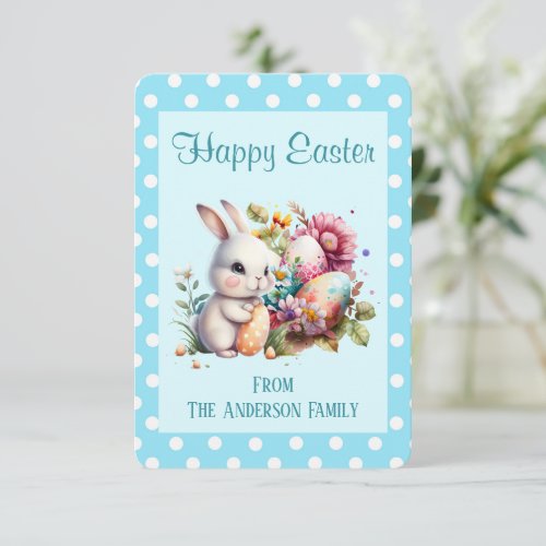 Bunny Polka Dot Border Easter Card