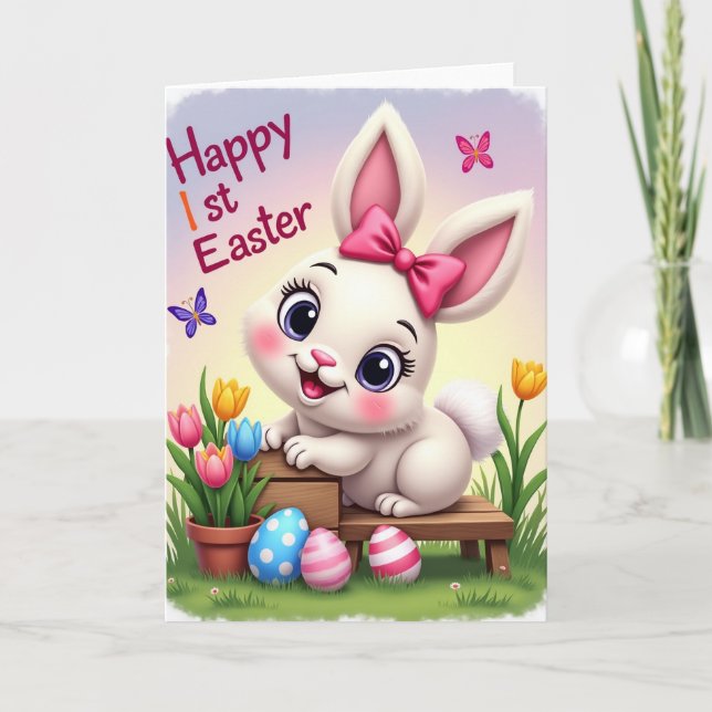 Bunny Polka Dot Easter Card (Front)