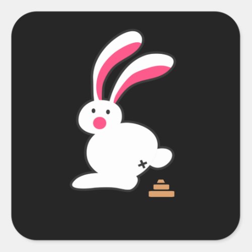 Bunny Poops Funny Bunny Poop Fun Rabbit Square Sticker