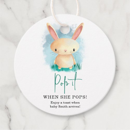 Bunny Pop it when she pops baby shower Favor Tags