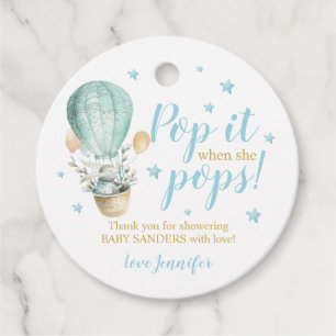 Bunny Pop it when she Pops Favor Tags Baby Boy