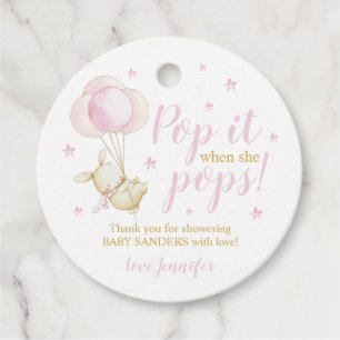 Bunny Pop it when she Pops Favor Tags Baby Girl