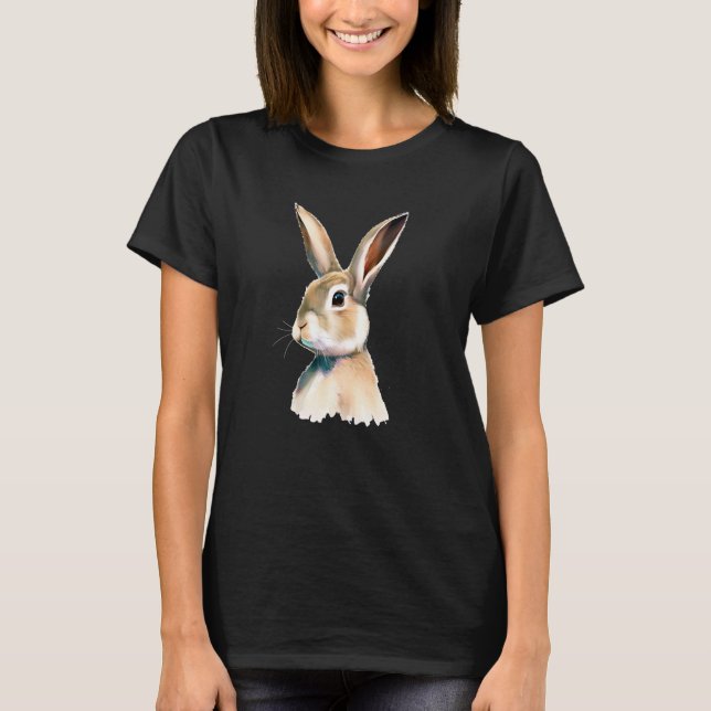 Bunny Portrait No 5 Animal Rabbit Pet Illustration T-Shirt (Front)