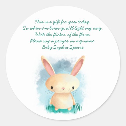 Bunny _ Prayer Candle Label