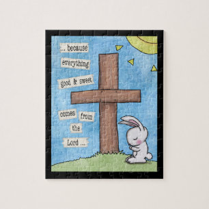 Bunny Prays At the Cross Jigsaw Puzzle