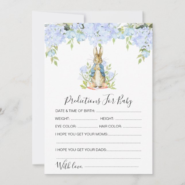 Bunny Predictions For Baby Shower Game Invitation (Front)