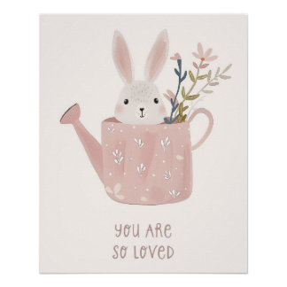 Bunny Print Nursery, Cute Kids Wall Art