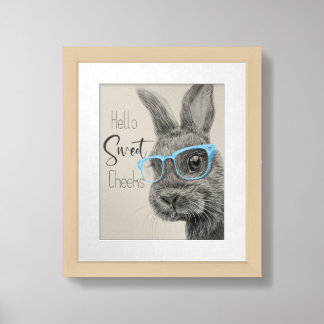 Bunny Print with Blue Glasses – Funny Nursery