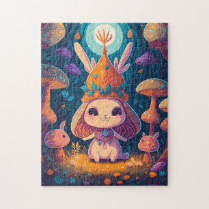 Bunny Queen Fantasy Forest Illustration Jigsaw Puzzle