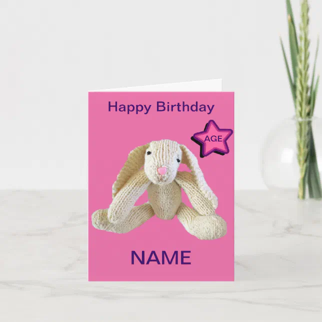 Bunny Rabbit Age Personalised Card daughter etc. | Zazzle