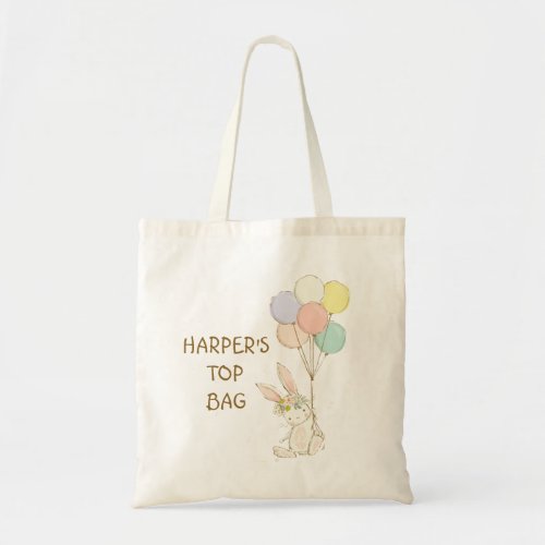 Bunny Rabbit And Balloons Personalized Tote Bag