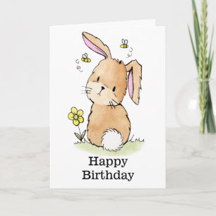 Bunny Rabbit And Bees Birthday Card