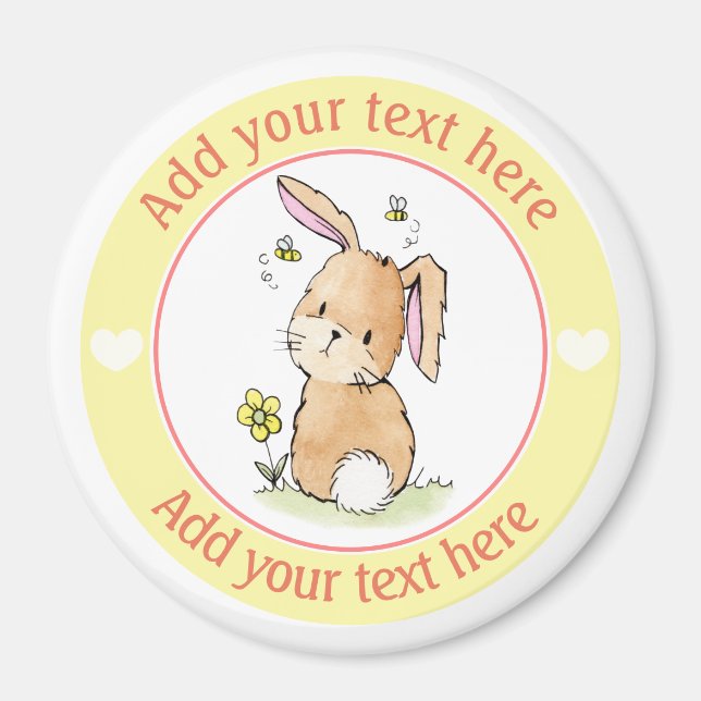 Bunny Rabbit And Bees Personalized Magnet (Front)