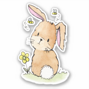 Bunny Rabbit And Bees Sticker