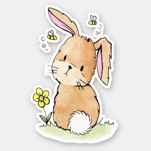 Bunny Rabbit And Bees Sticker