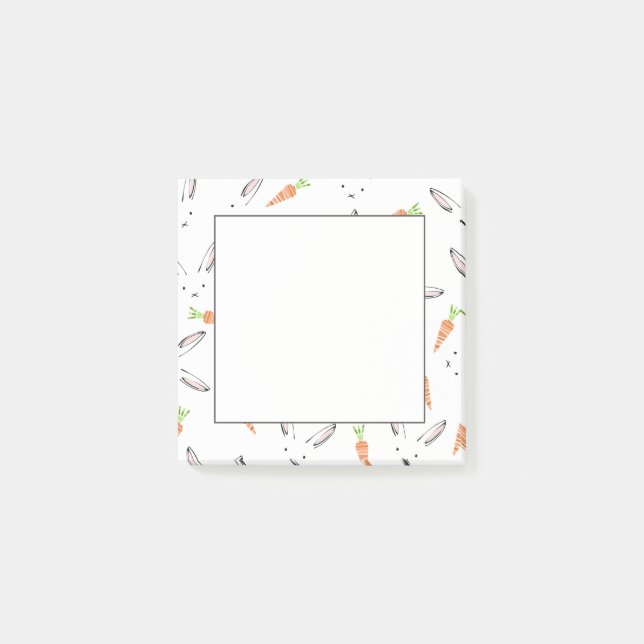 Bunny Rabbit and Carrot Pattern Post-It Notes (Front)